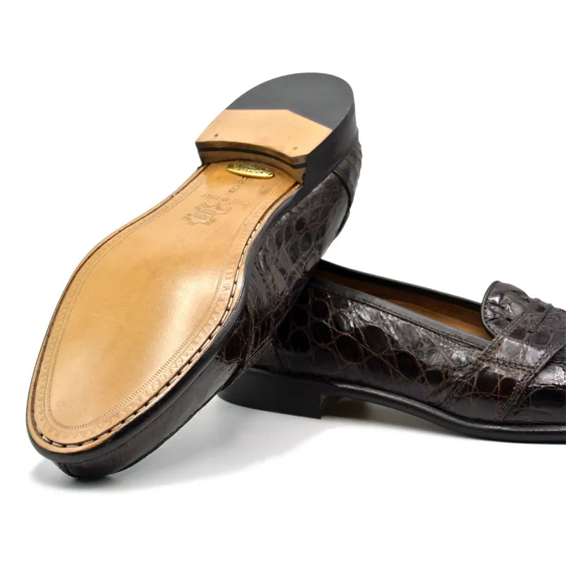 11-119-BRN TUSCANY Crocodile Penny Loafer, Brown