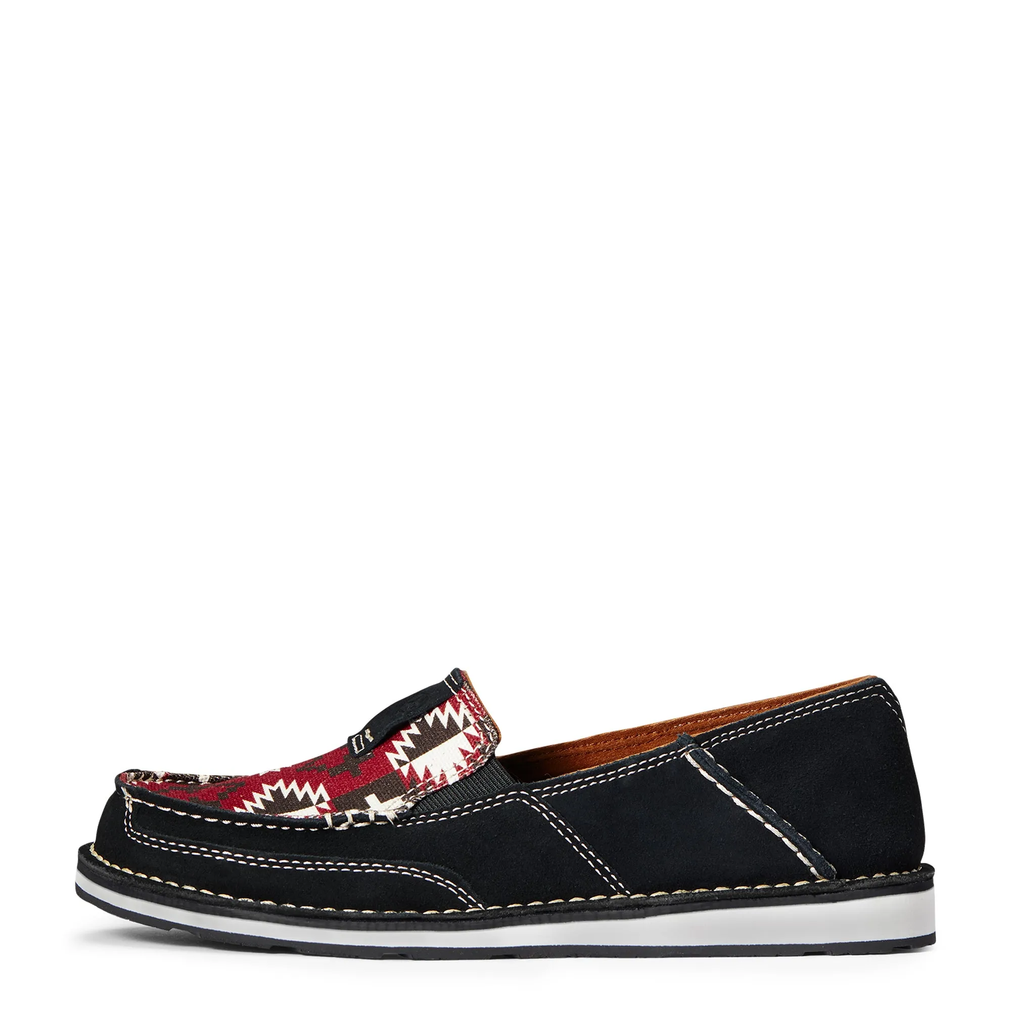 Ariat Black Suede Cruiser Black & Red Aztec Print