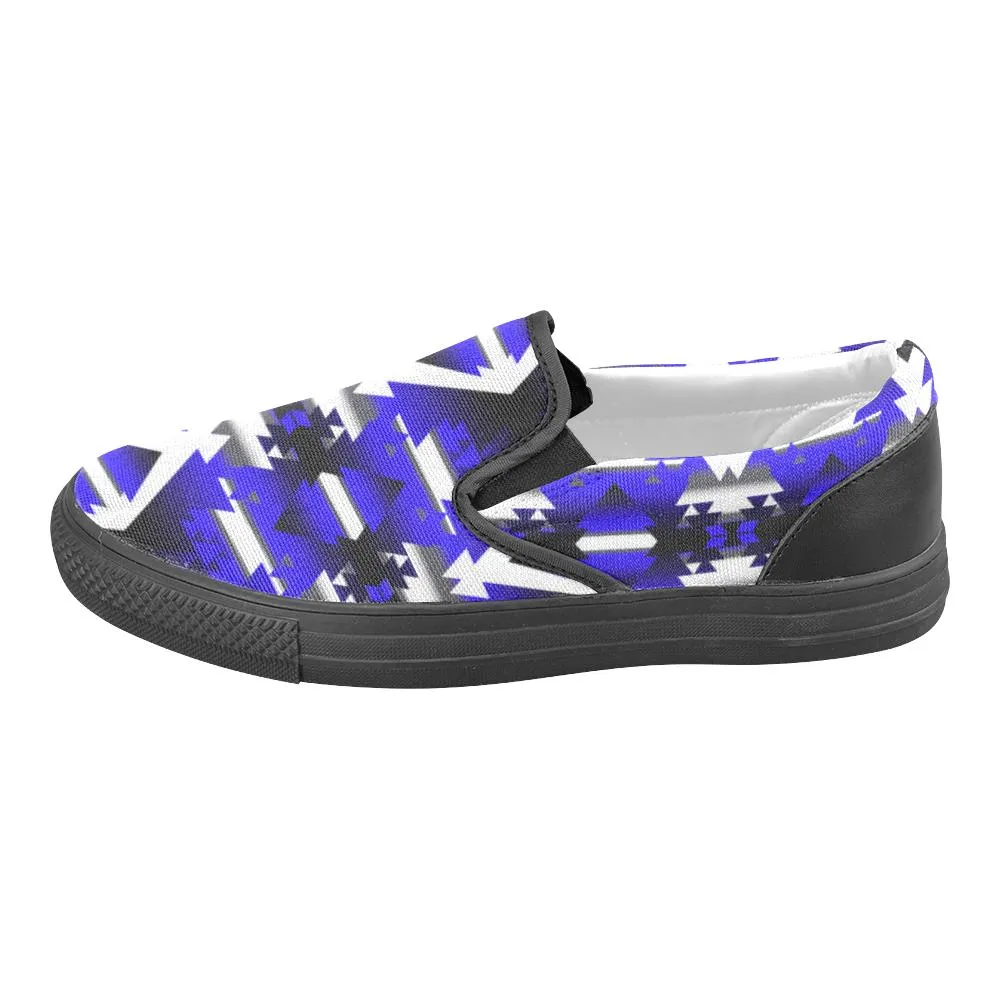 Blue Winter Camp Men's Unusual Slip-on Canvas Shoes