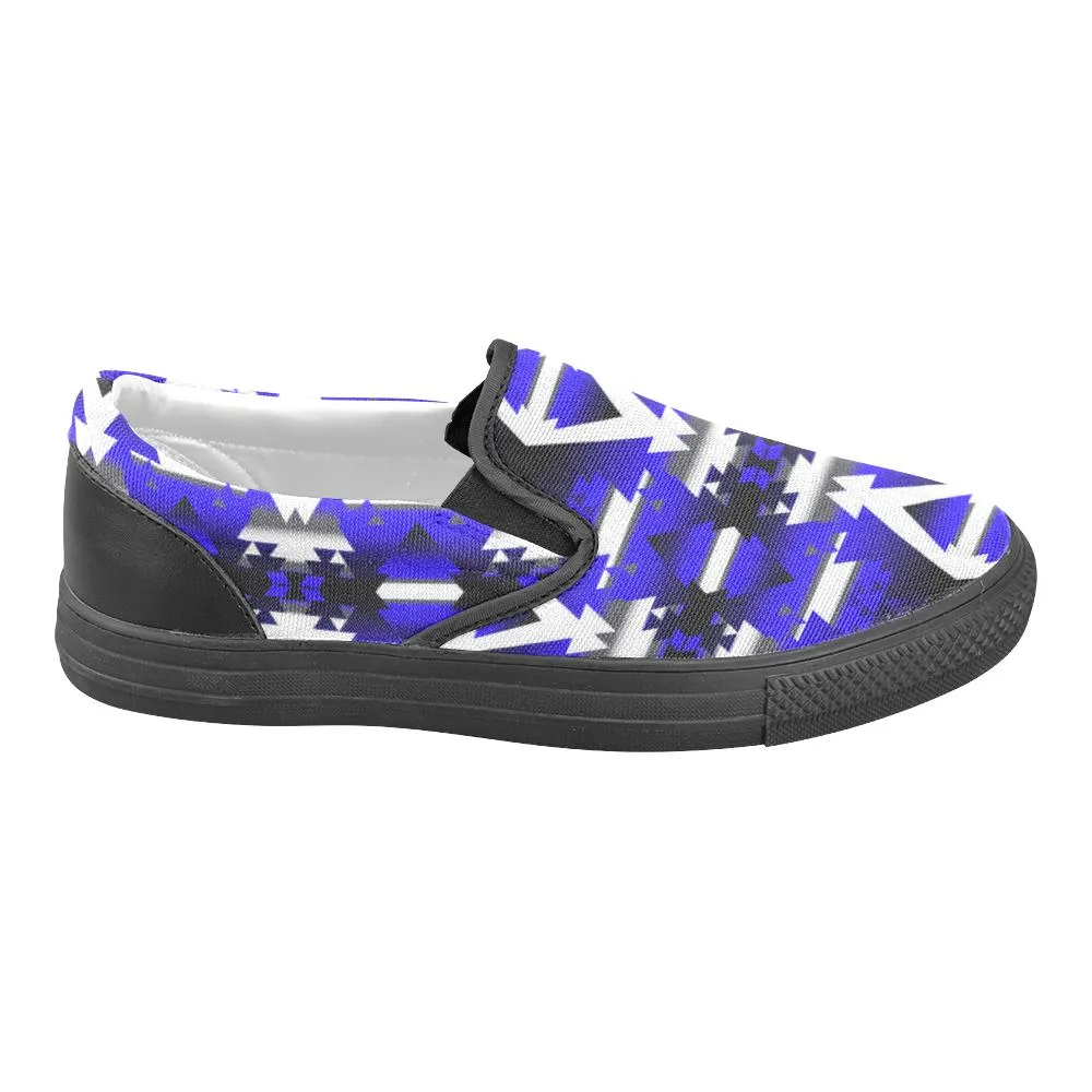 Blue Winter Camp Men's Unusual Slip-on Canvas Shoes