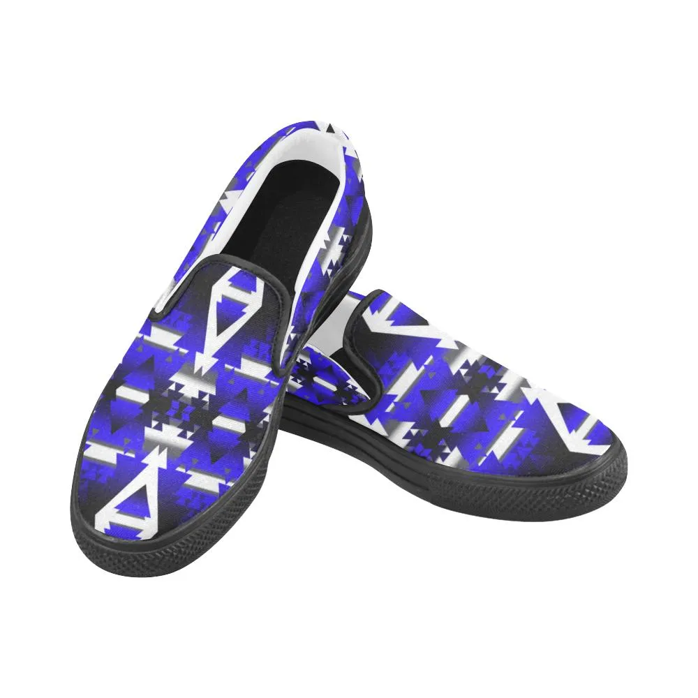 Blue Winter Camp Men's Unusual Slip-on Canvas Shoes