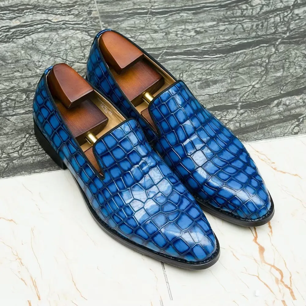 Chic CrocLeather Slip-on Dress Shoes