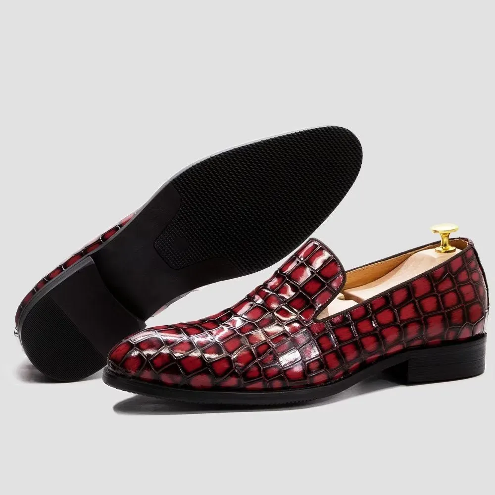 Chic CrocLeather Slip-on Dress Shoes