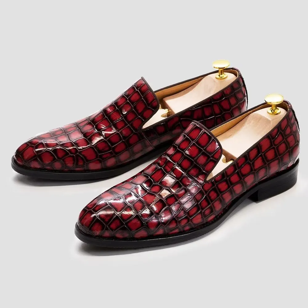 Chic CrocLeather Slip-on Dress Shoes