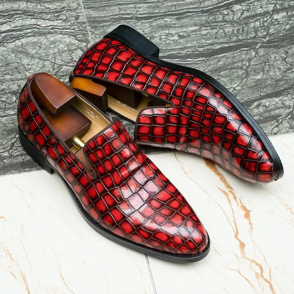 Chic CrocLeather Slip-on Dress Shoes