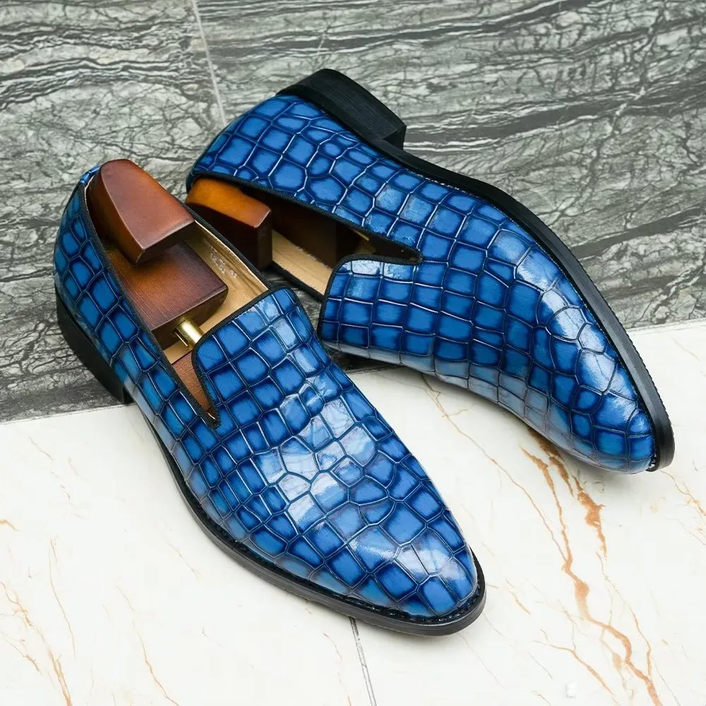 Chic CrocLeather Slip-on Dress Shoes