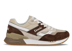 Etonic Stable Base sneakers in light beige mesh fabric and brown suede with multi-layer brown leather inserts