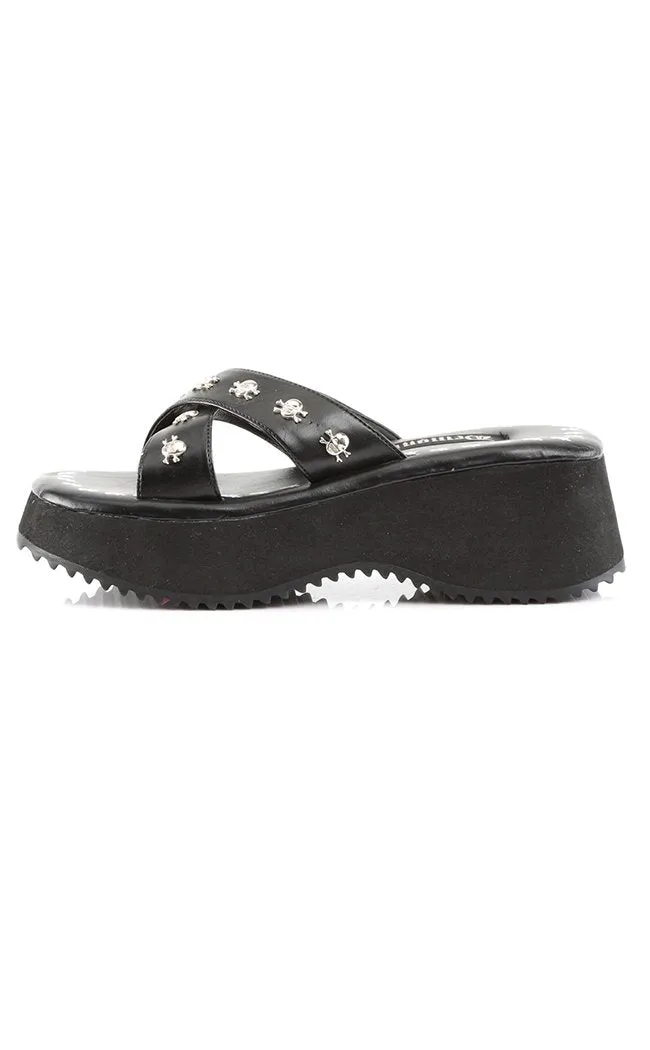 FLIP-05 Black Platform Slide Sandals