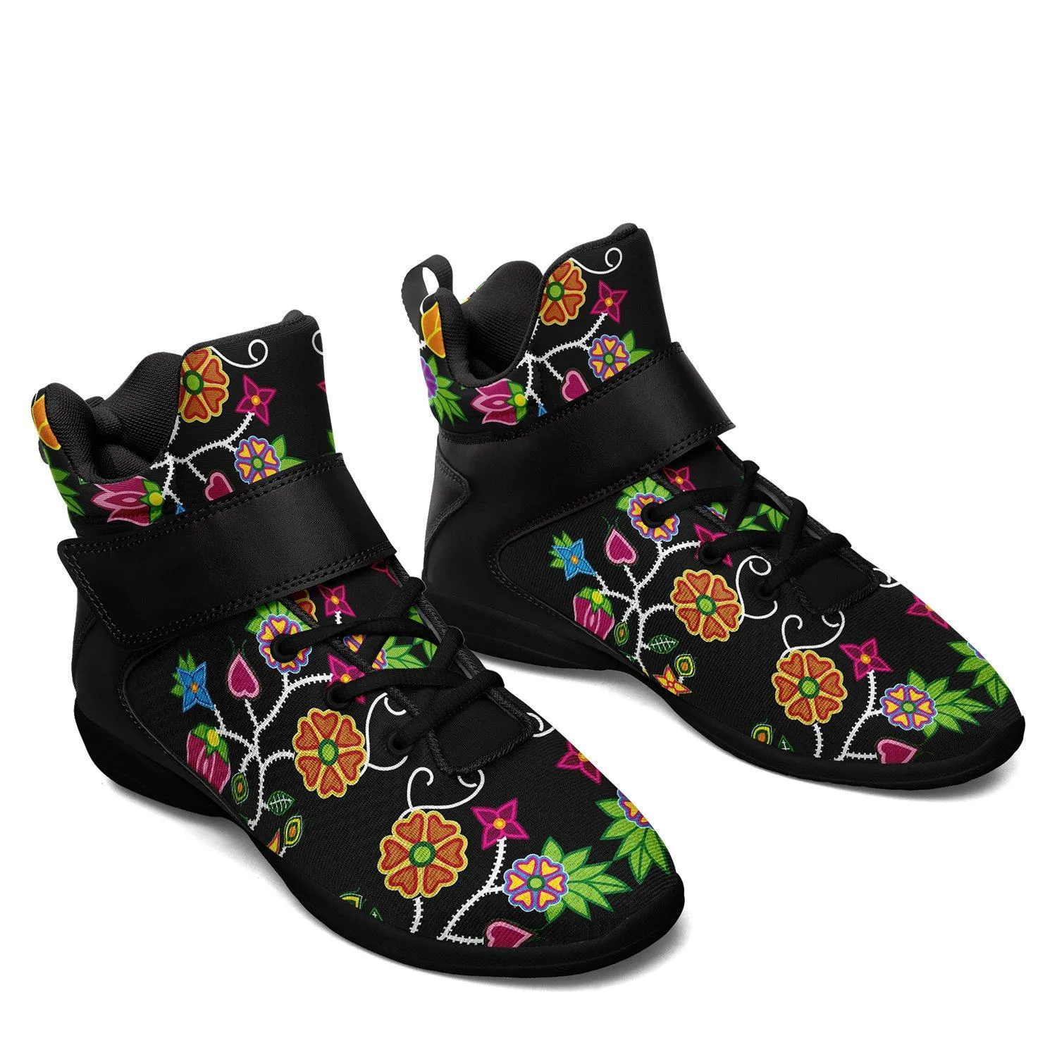 Floral Beadwork Ipottaa Basketball / Sport High Top Shoes - Black Sole