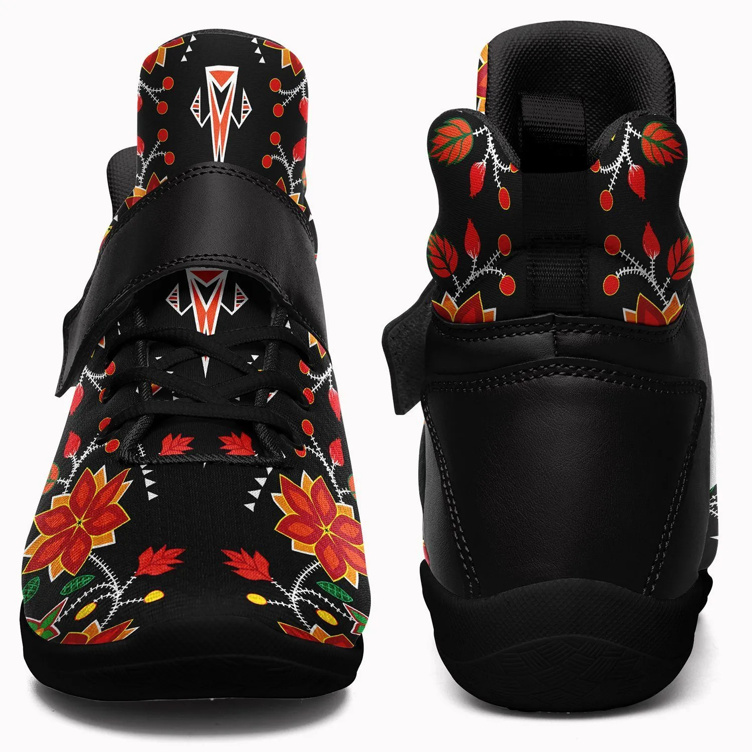 Floral Beadwork Six Bands Ipottaa Basketball / Sport High Top Shoes - Black Sole