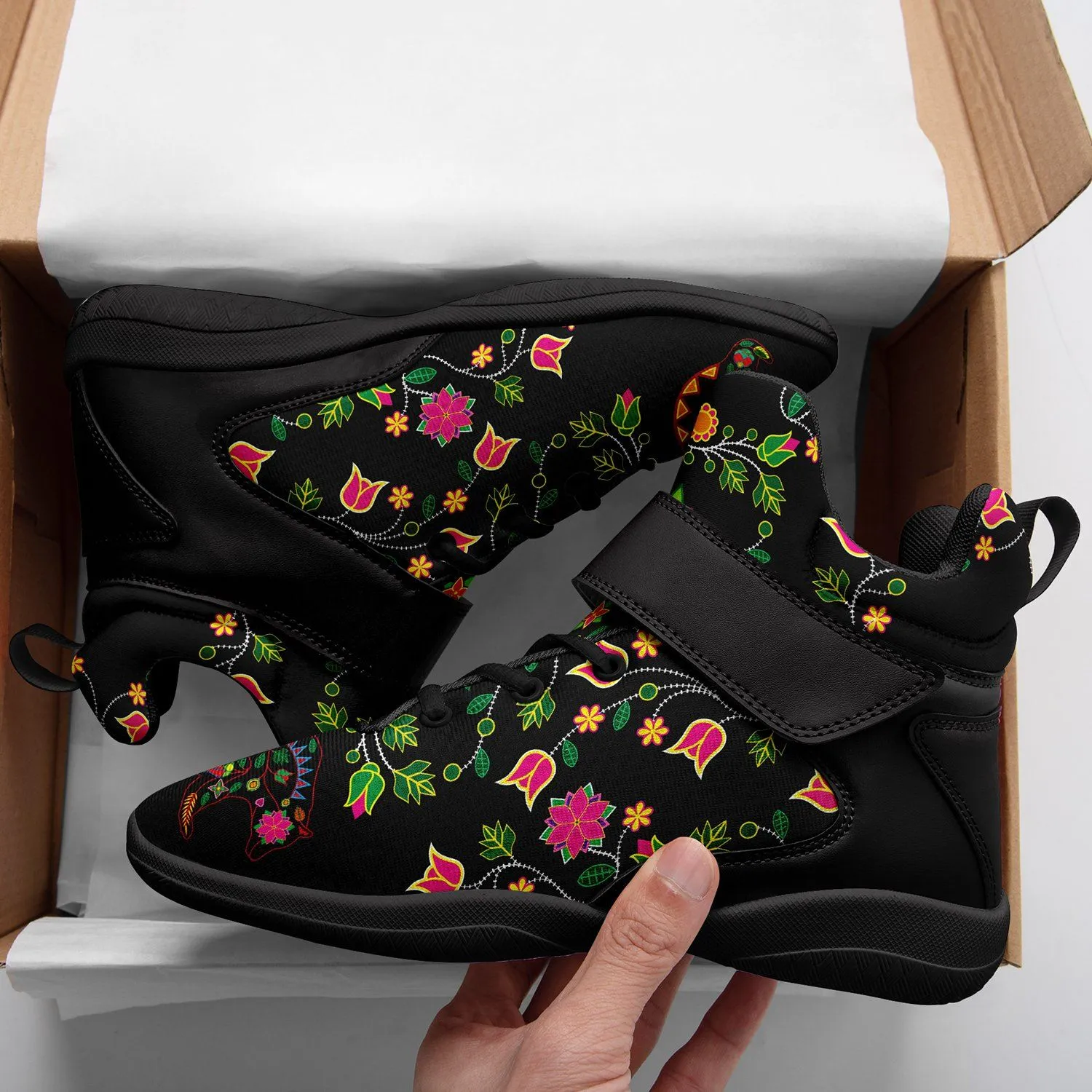 Floral Bear Ipottaa Basketball / Sport High Top Shoes