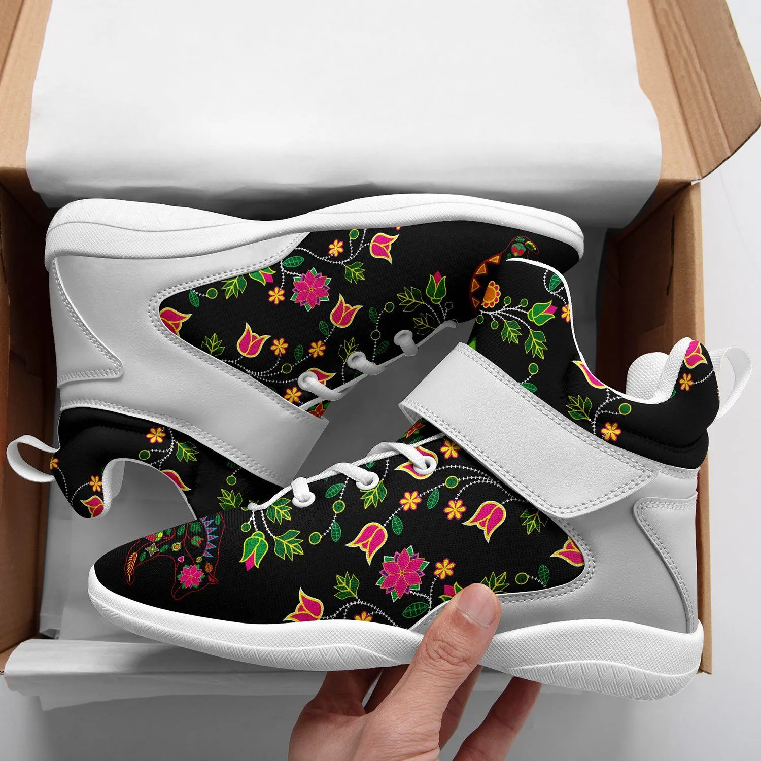 Floral Bear Ipottaa Basketball / Sport High Top Shoes