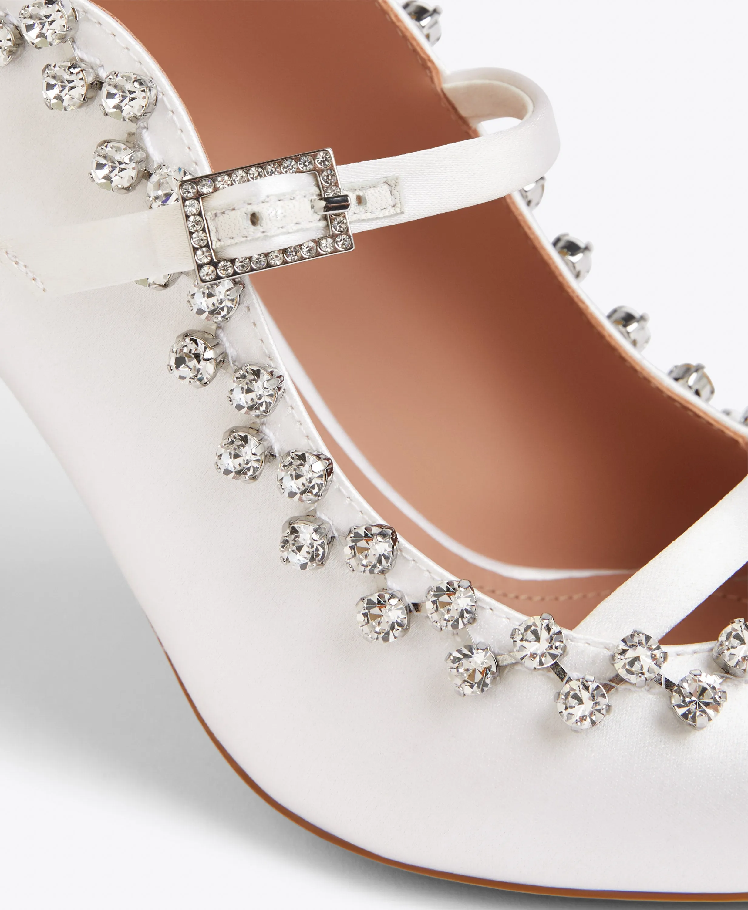 Gala 85 White Satin Mules