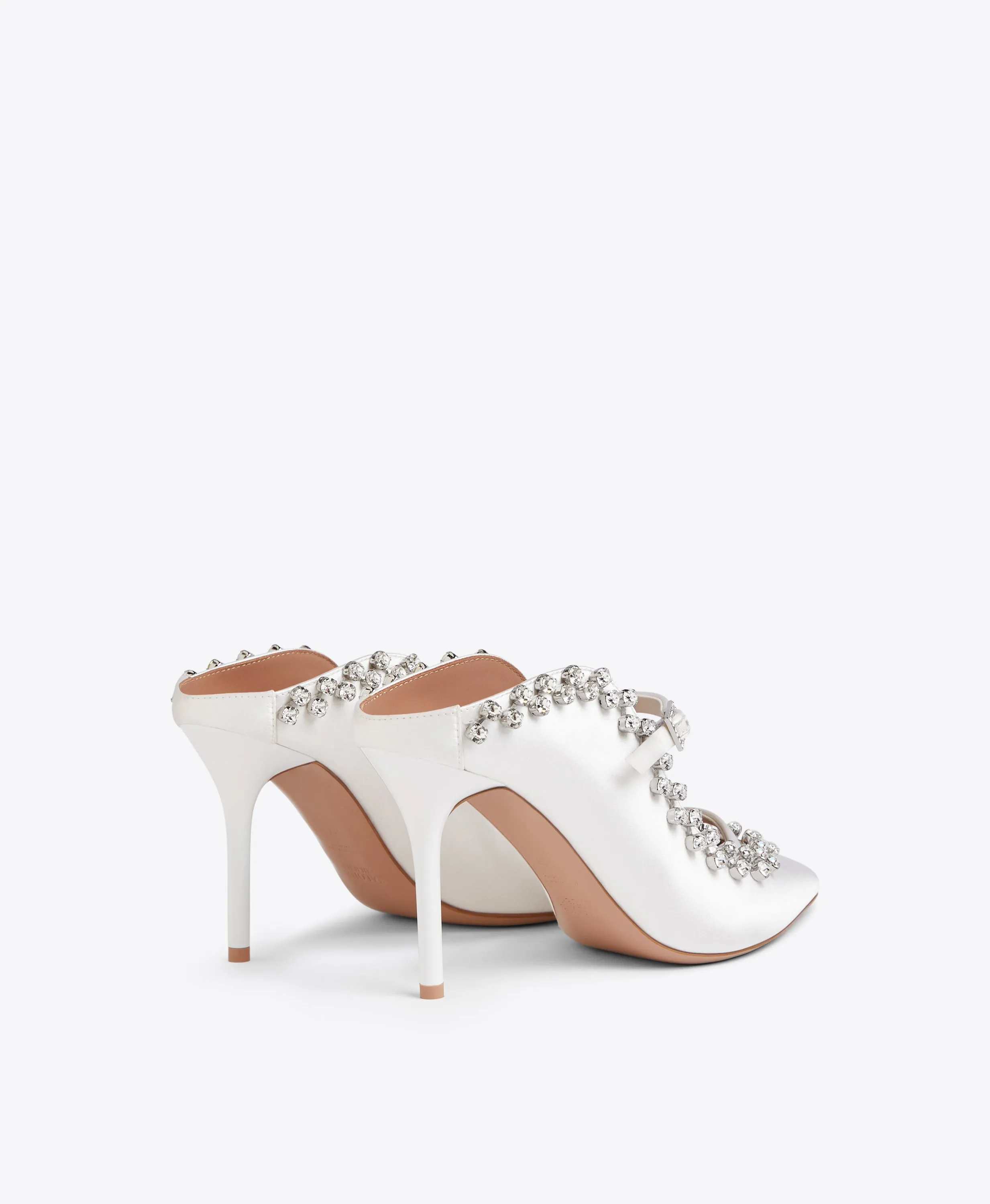 Gala 85 White Satin Mules