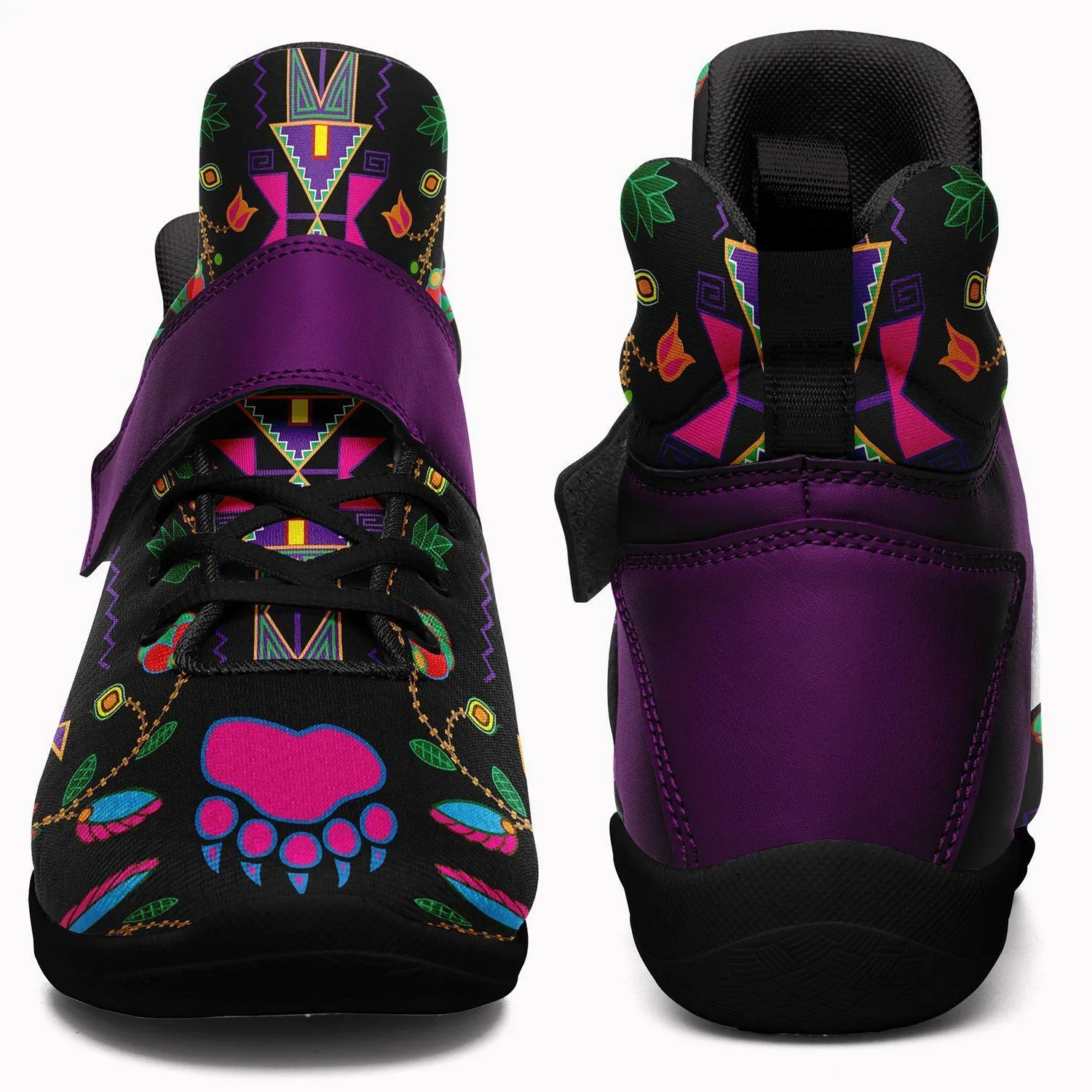 Geometric Floral Fall Black Ipottaa Basketball / Sport High Top Shoes - Black Sole