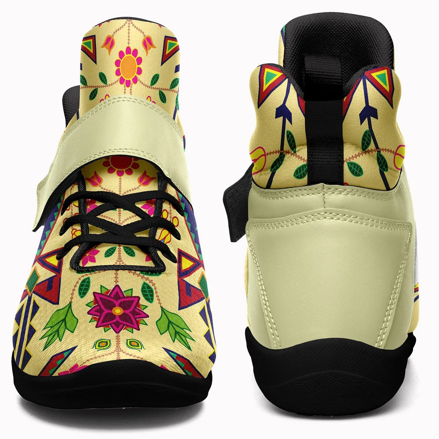 Geometric Floral Spring Vanilla Ipottaa Basketball / Sport High Top Shoes