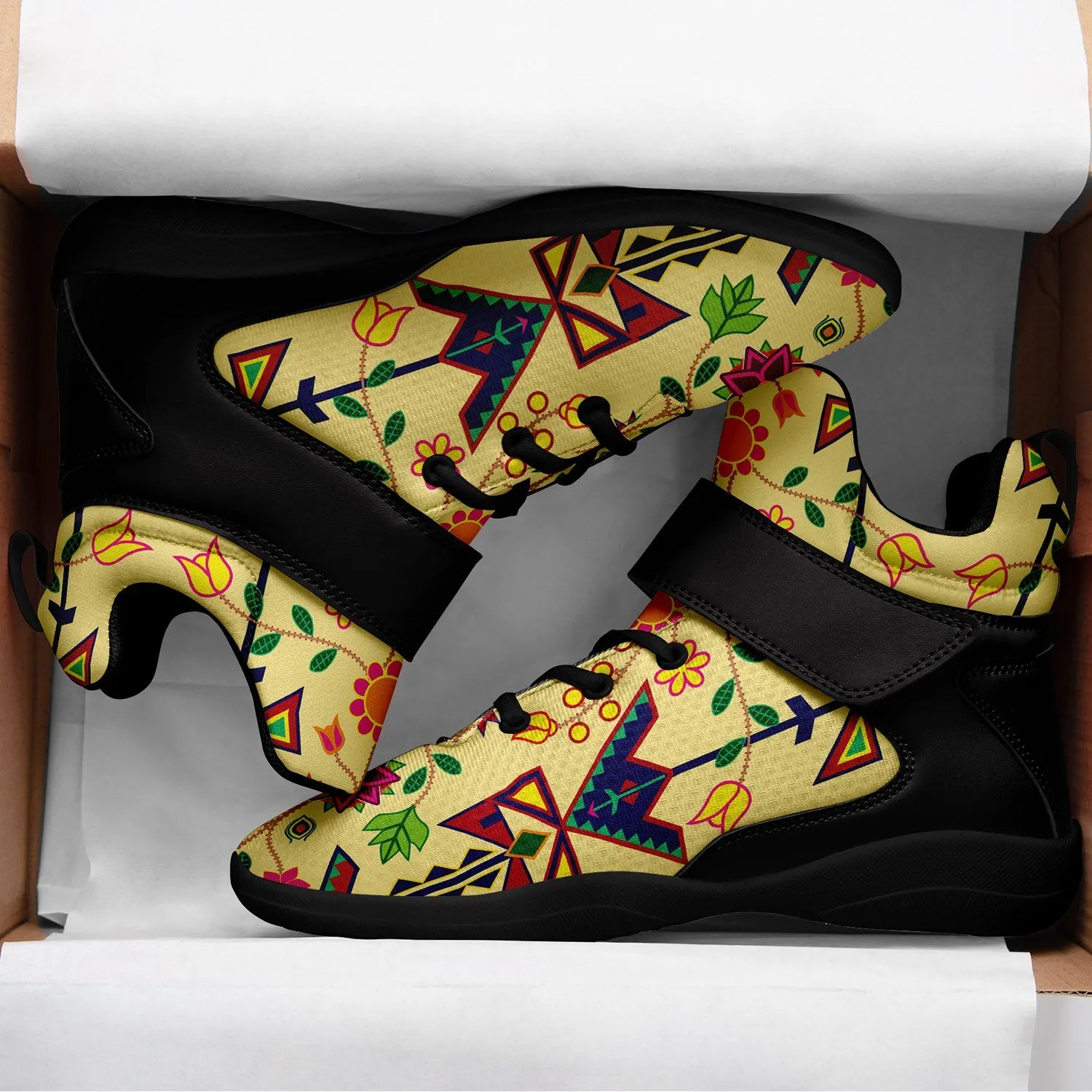 Geometric Floral Spring Vanilla Ipottaa Basketball / Sport High Top Shoes