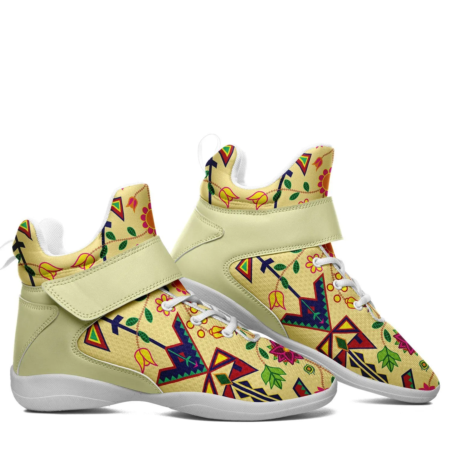 Geometric Floral Spring Vanilla Ipottaa Basketball / Sport High Top Shoes