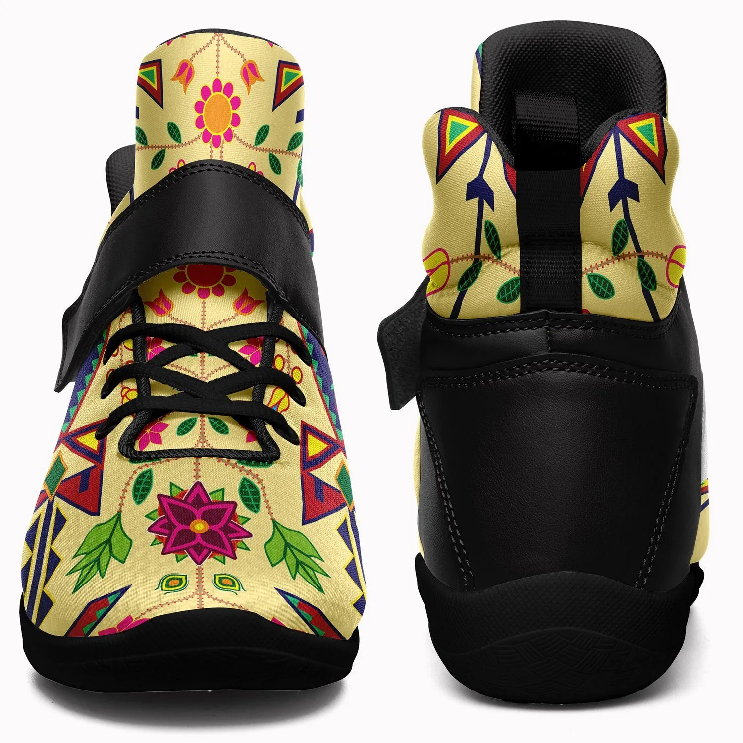 Geometric Floral Spring Vanilla Ipottaa Basketball / Sport High Top Shoes