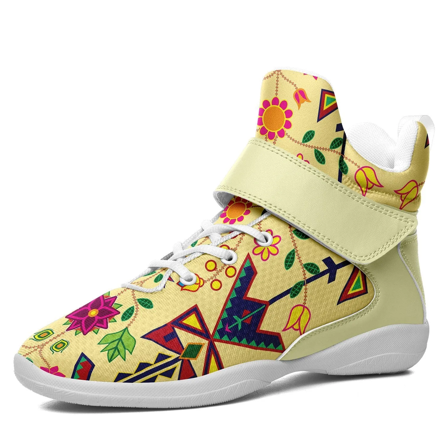 Geometric Floral Spring Vanilla Ipottaa Basketball / Sport High Top Shoes