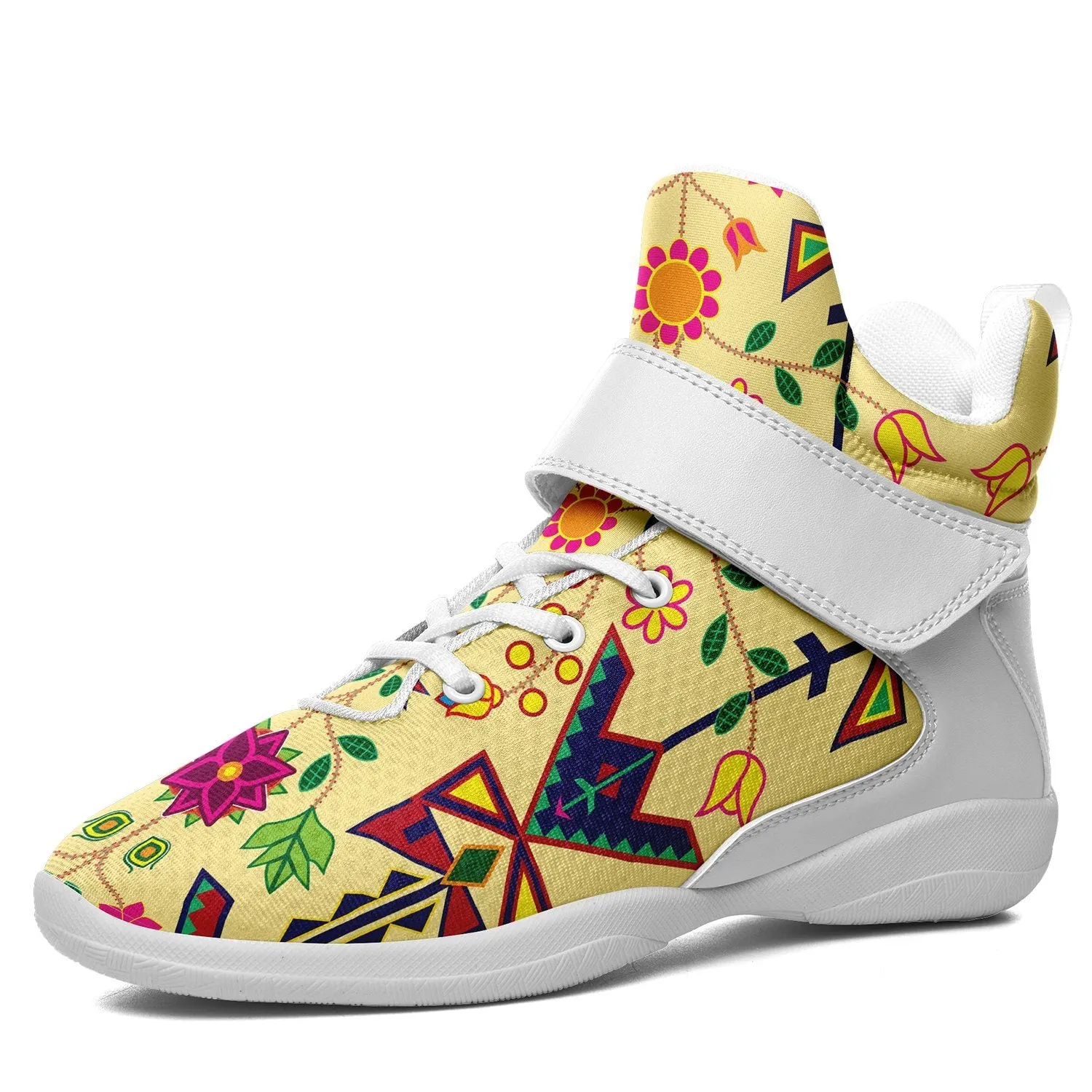 Geometric Floral Spring Vanilla Ipottaa Basketball / Sport High Top Shoes