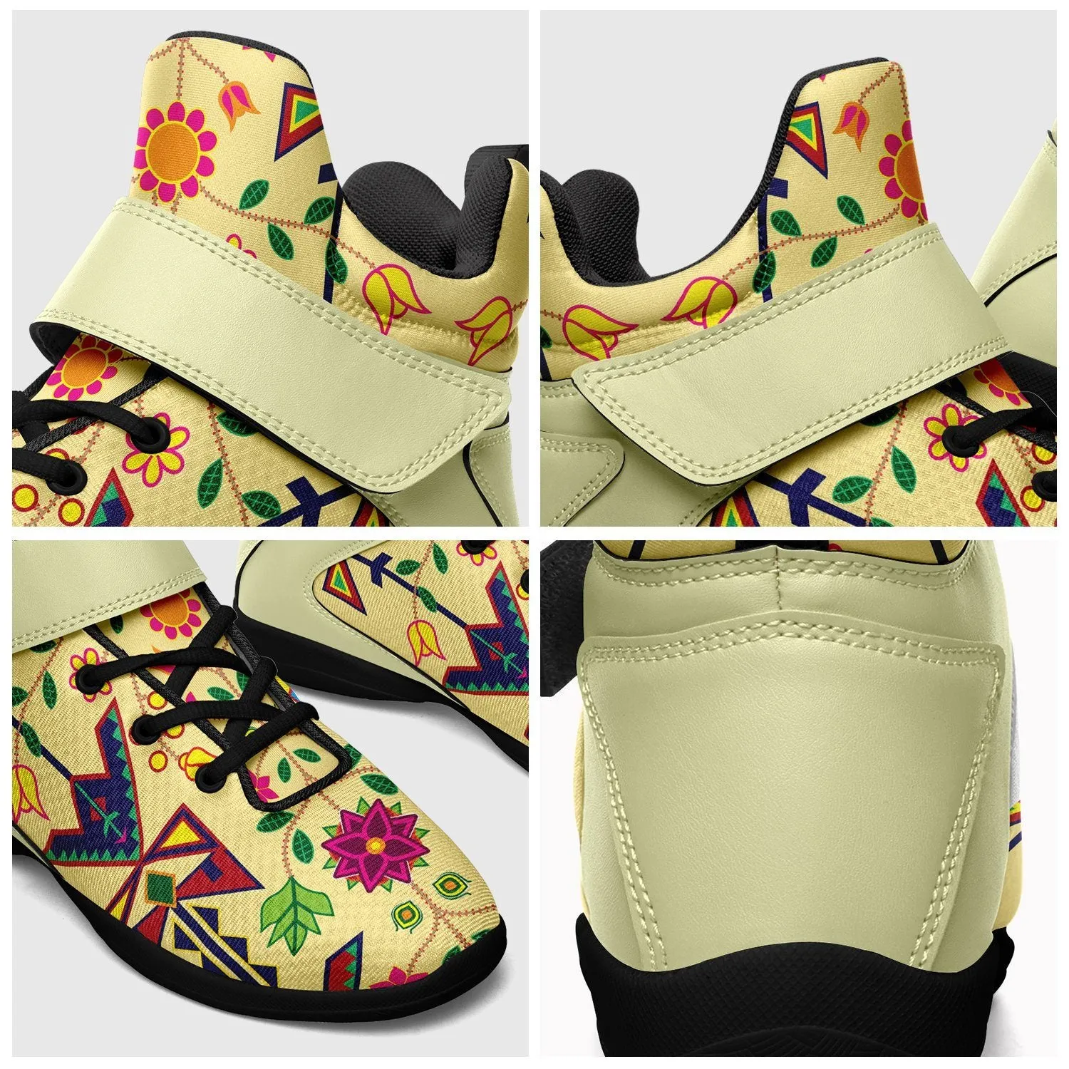 Geometric Floral Spring Vanilla Ipottaa Basketball / Sport High Top Shoes