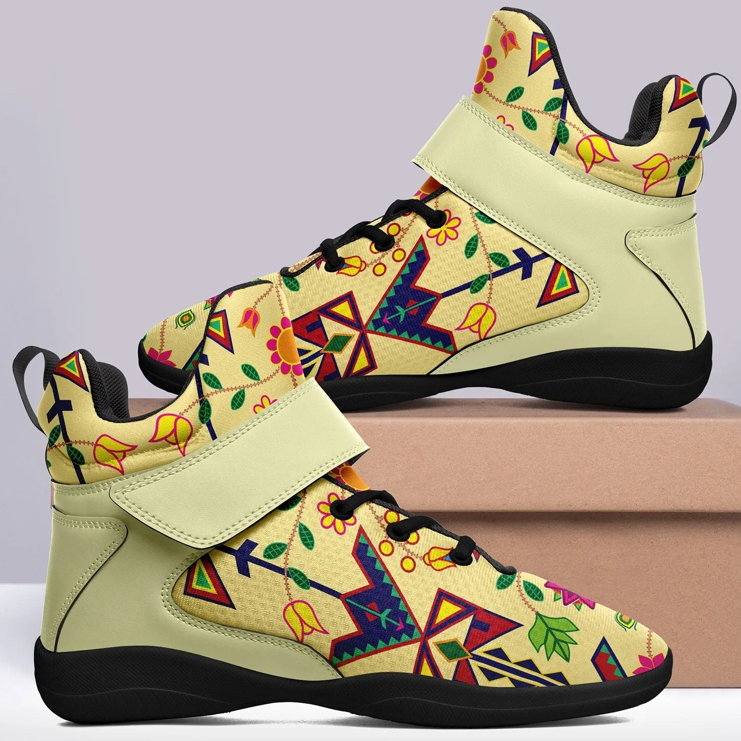 Geometric Floral Spring Vanilla Ipottaa Basketball / Sport High Top Shoes