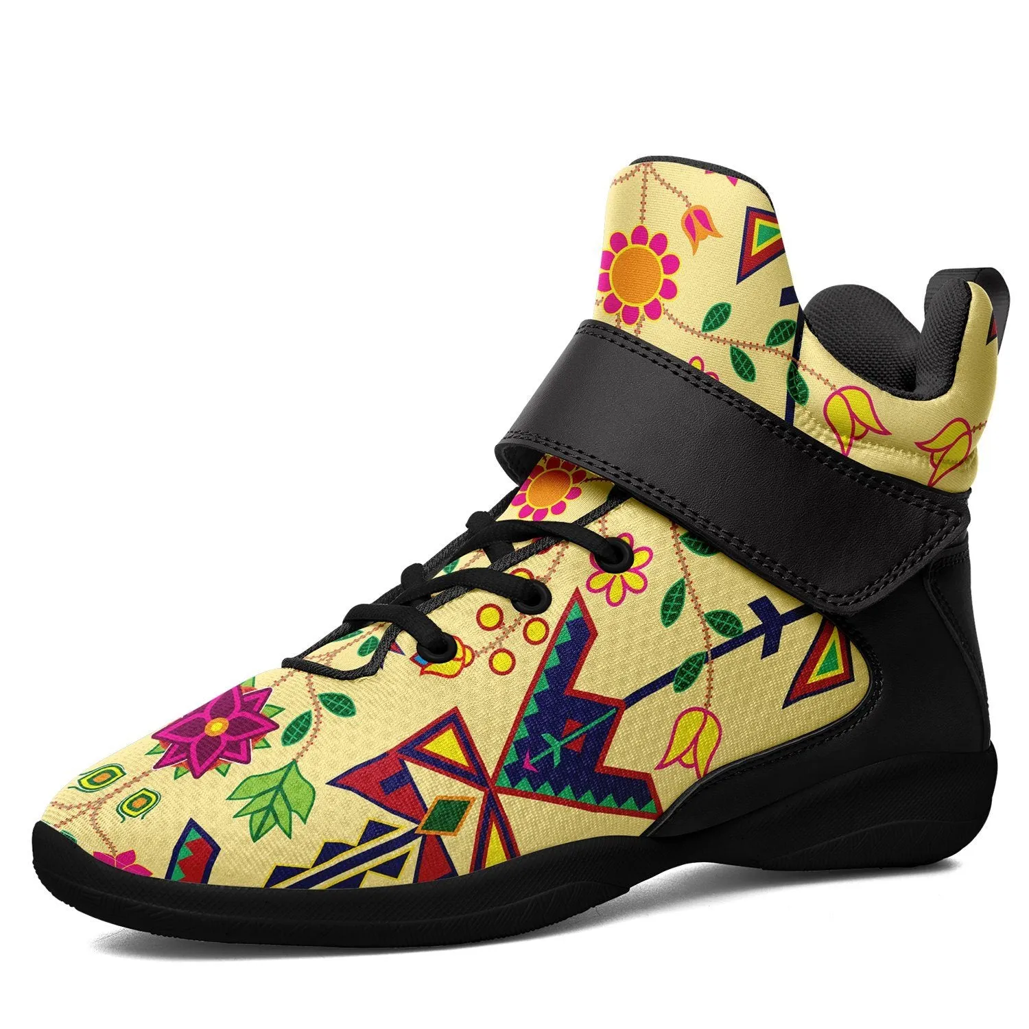 Geometric Floral Spring Vanilla Ipottaa Basketball / Sport High Top Shoes