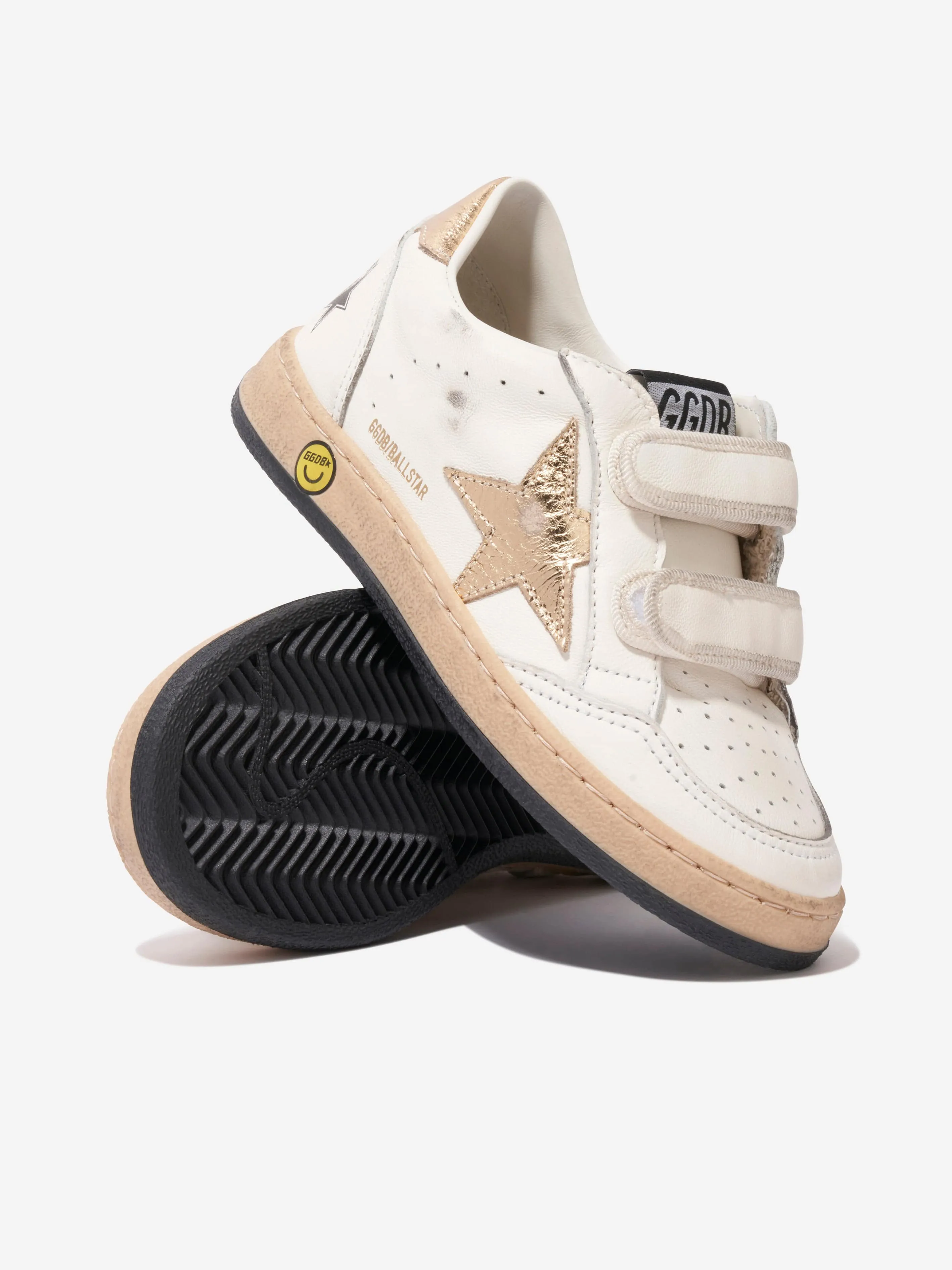 Golden Goose Kids Leather Ballstar Trainers in White