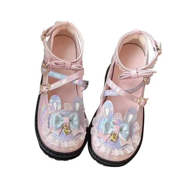 Holographic Bunny Lolita Flats