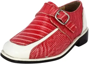 Libertyzeno Red/White Buckle Pull-On Shoes Big Kid 6.0 Pair of Shoes