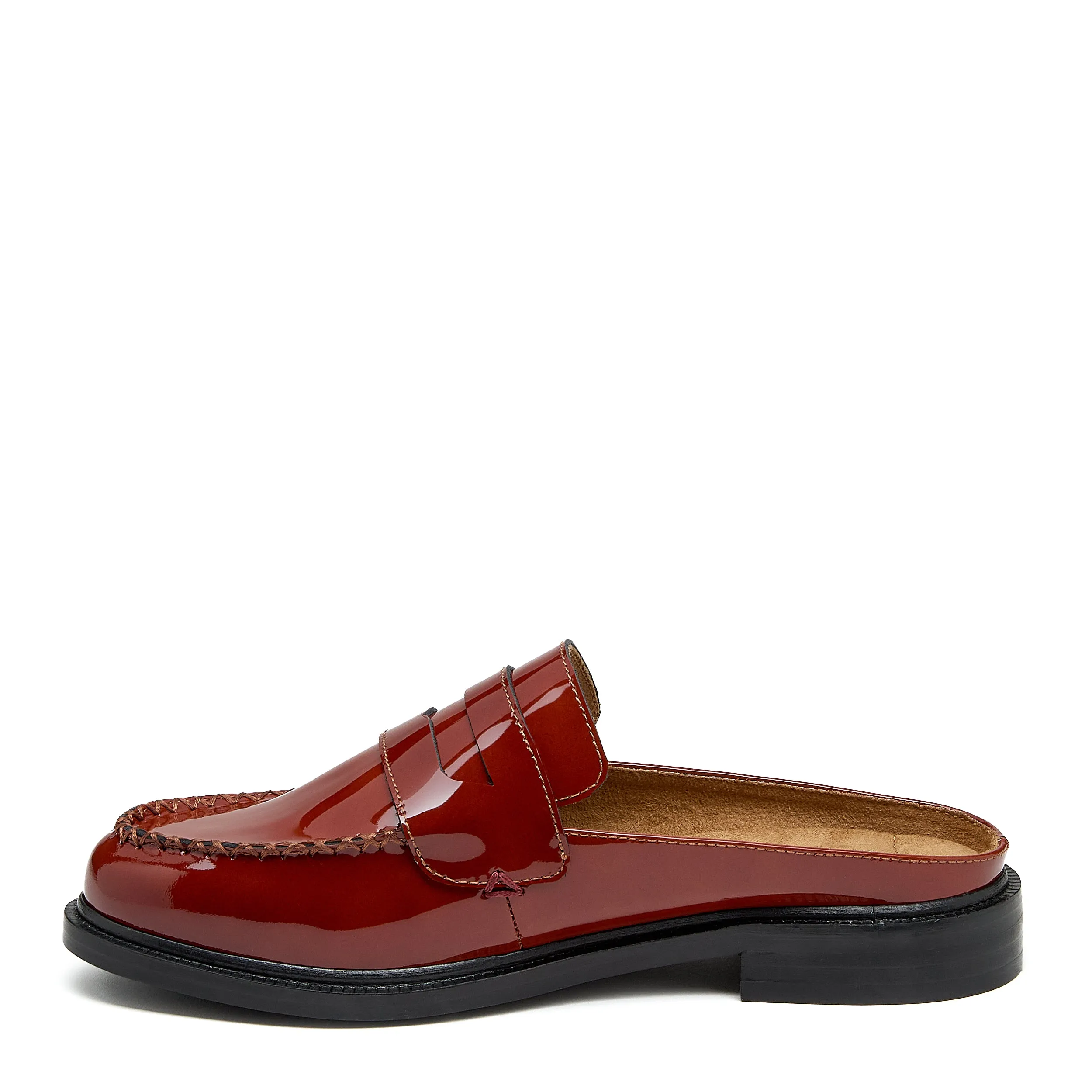 Lock Scarlet Patent Leather Loafer Mules