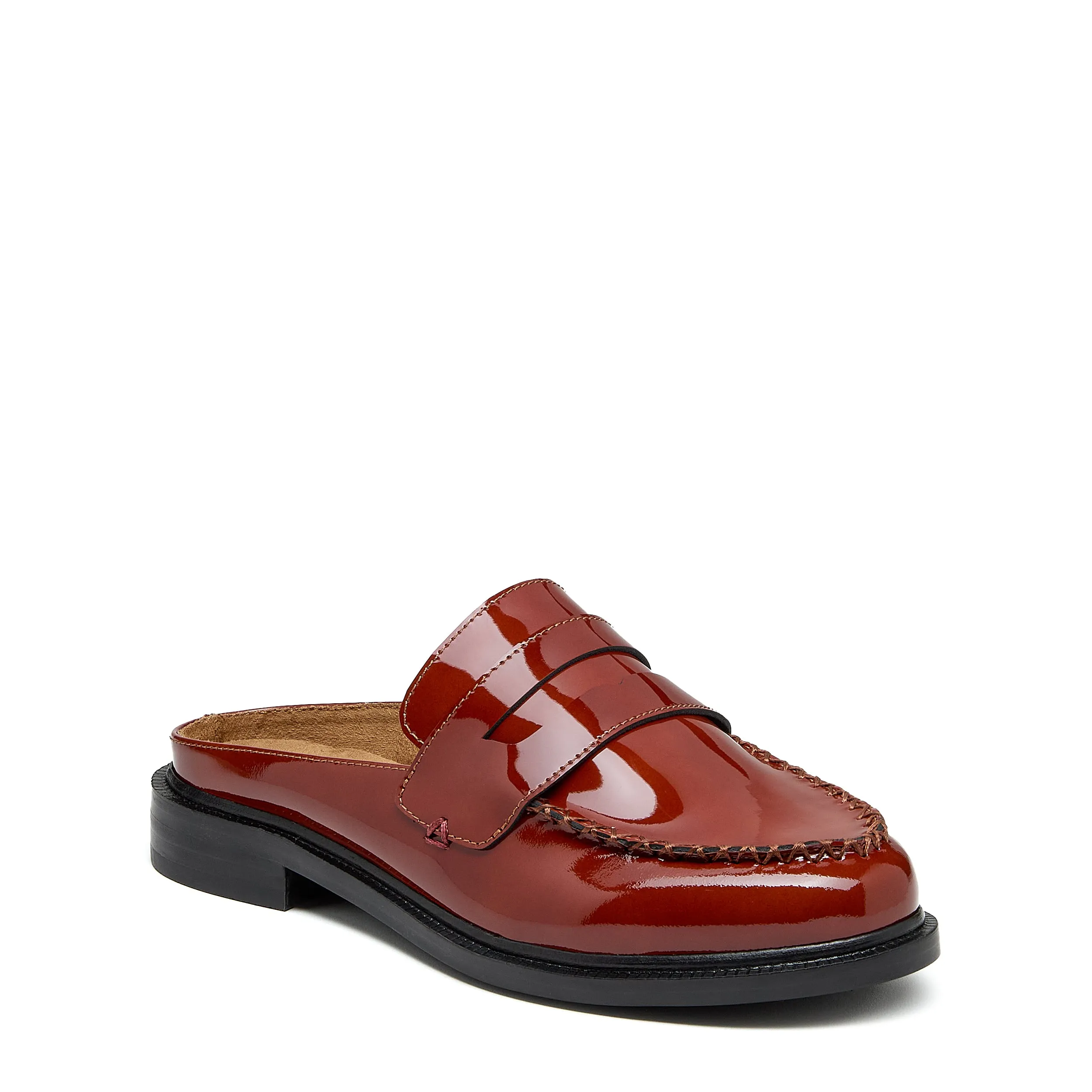 Lock Scarlet Patent Leather Loafer Mules