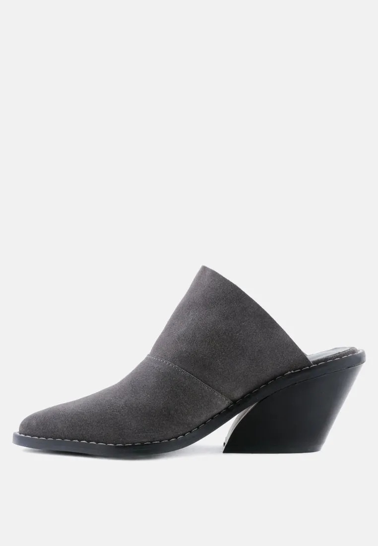 MAE Grey Classic Mules Heels