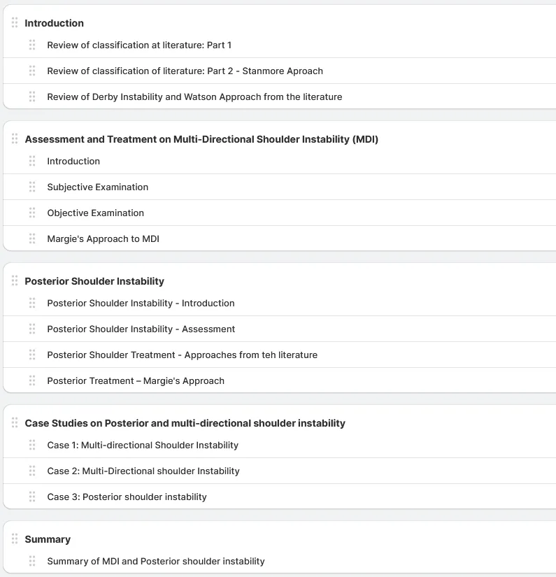 Management of MultiDirectional and Posterior Shoulder Instability