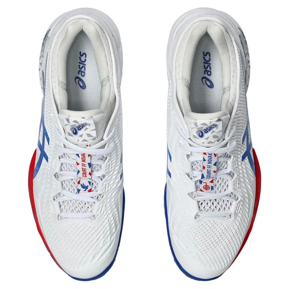 Mens Court FF 3 Novak Tennis Shoes White and Asics Blue