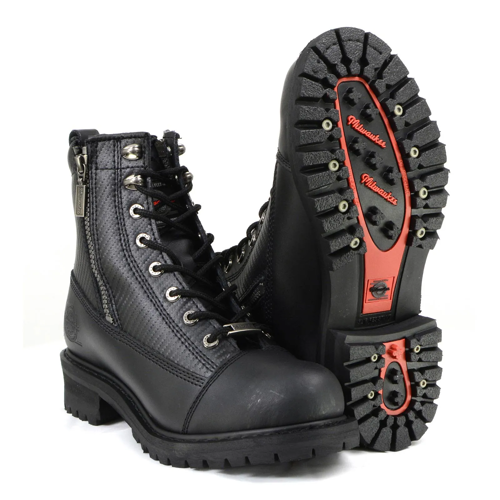 Milwaukee Motorcycle Clothing Company MB408 Men's Black Accelerator Motorcycle Leather Boots