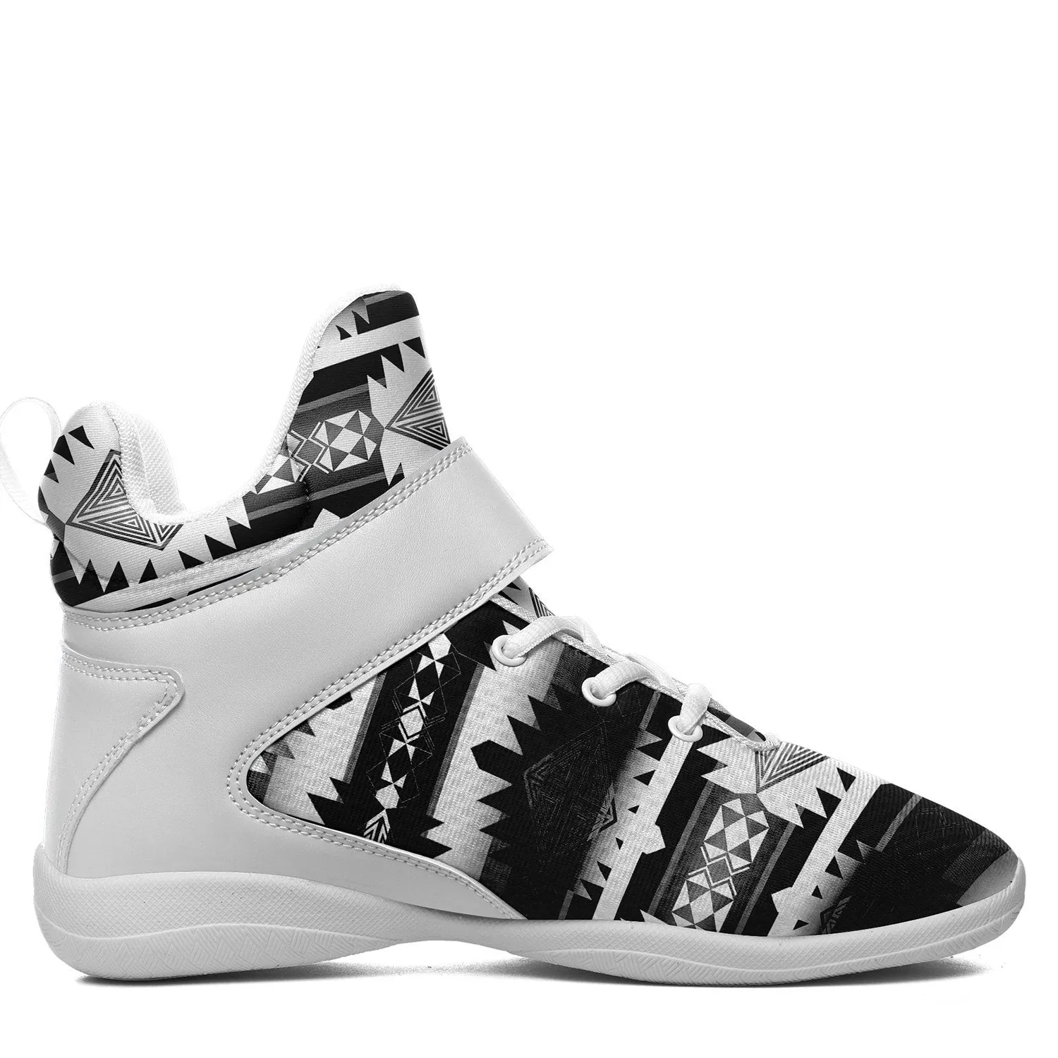 Okotoks Black and White Ipottaa Basketball / Sport High Top Shoes - White Sole