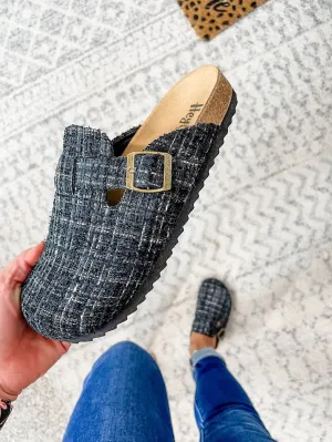 One For The Books Flat Mules in Black/White Tweed (7-11)