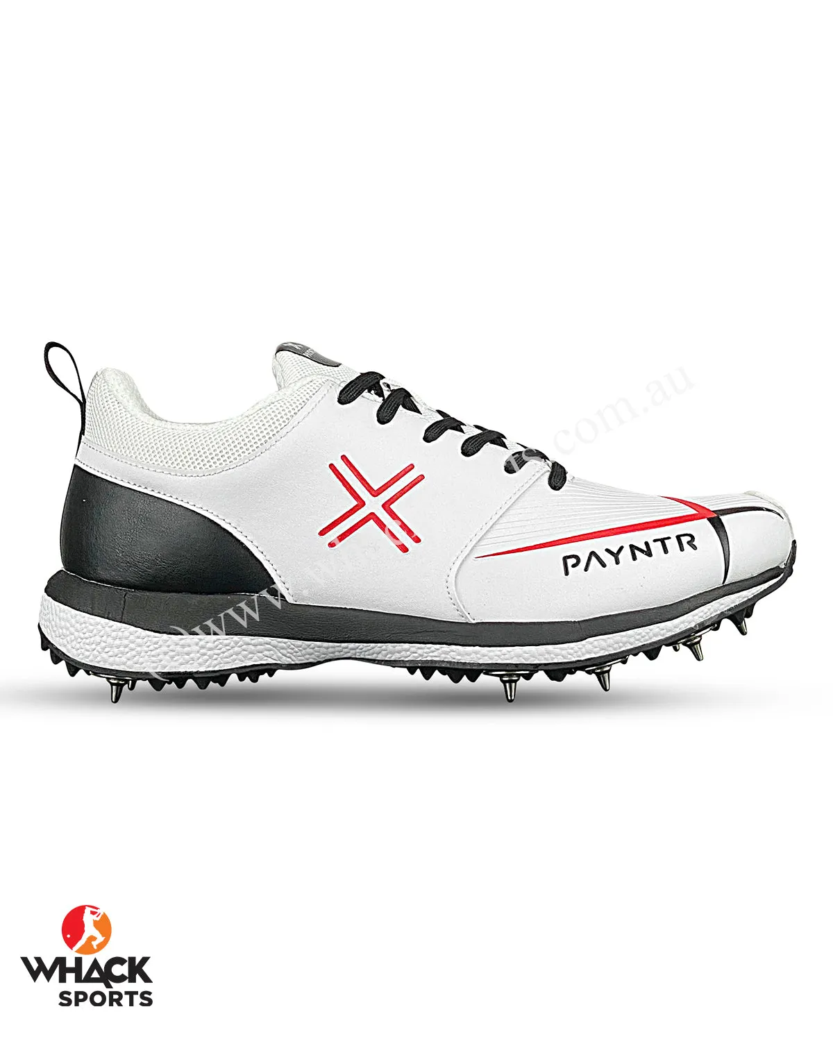 Payntr V Cricket Shoes - Steel Spikes - White/Black