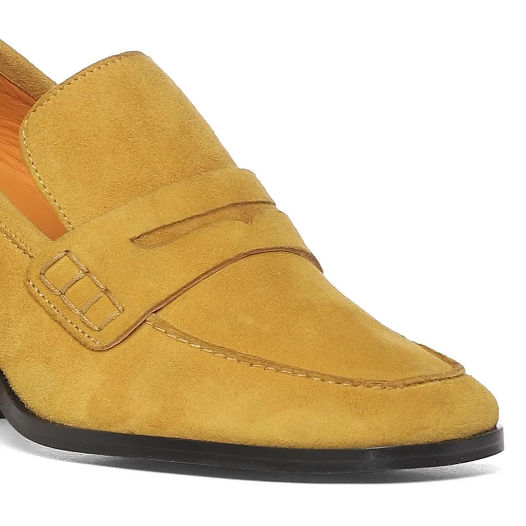 Saint Amelia Mustard Suede Leather Handcrafted Shoes