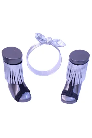 Silver Fringe Gladiator Slip-Ons With Hairband