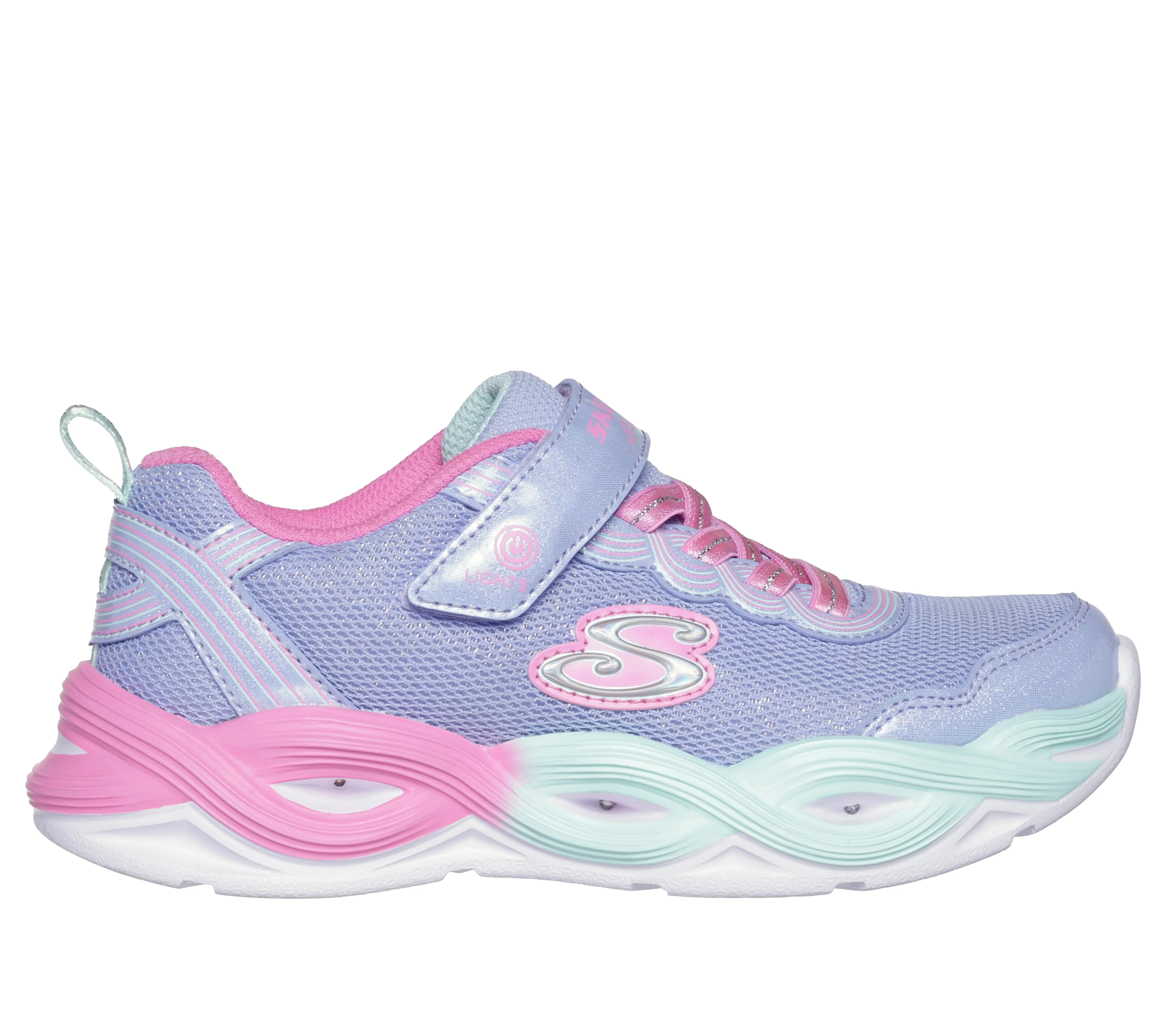 Skechers S Lights Twisty Glow Girls Periwinkle Multi Trainer