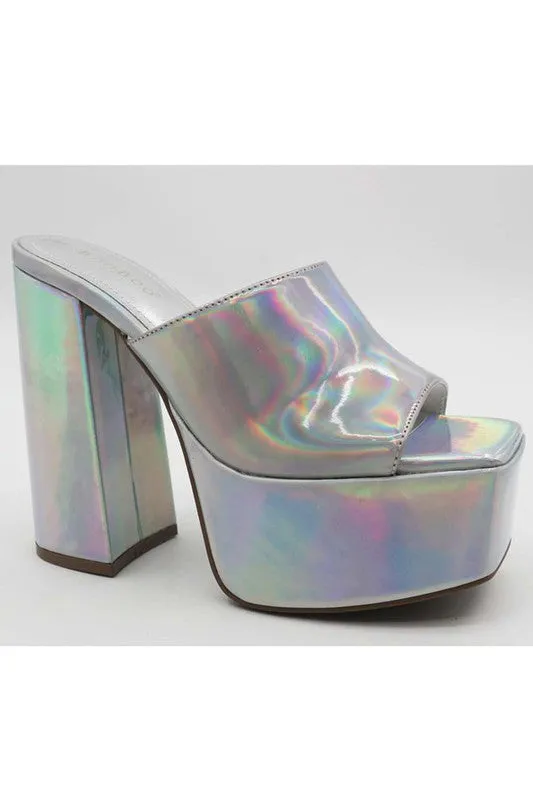 SM Platform Mules (Silver Holographic)