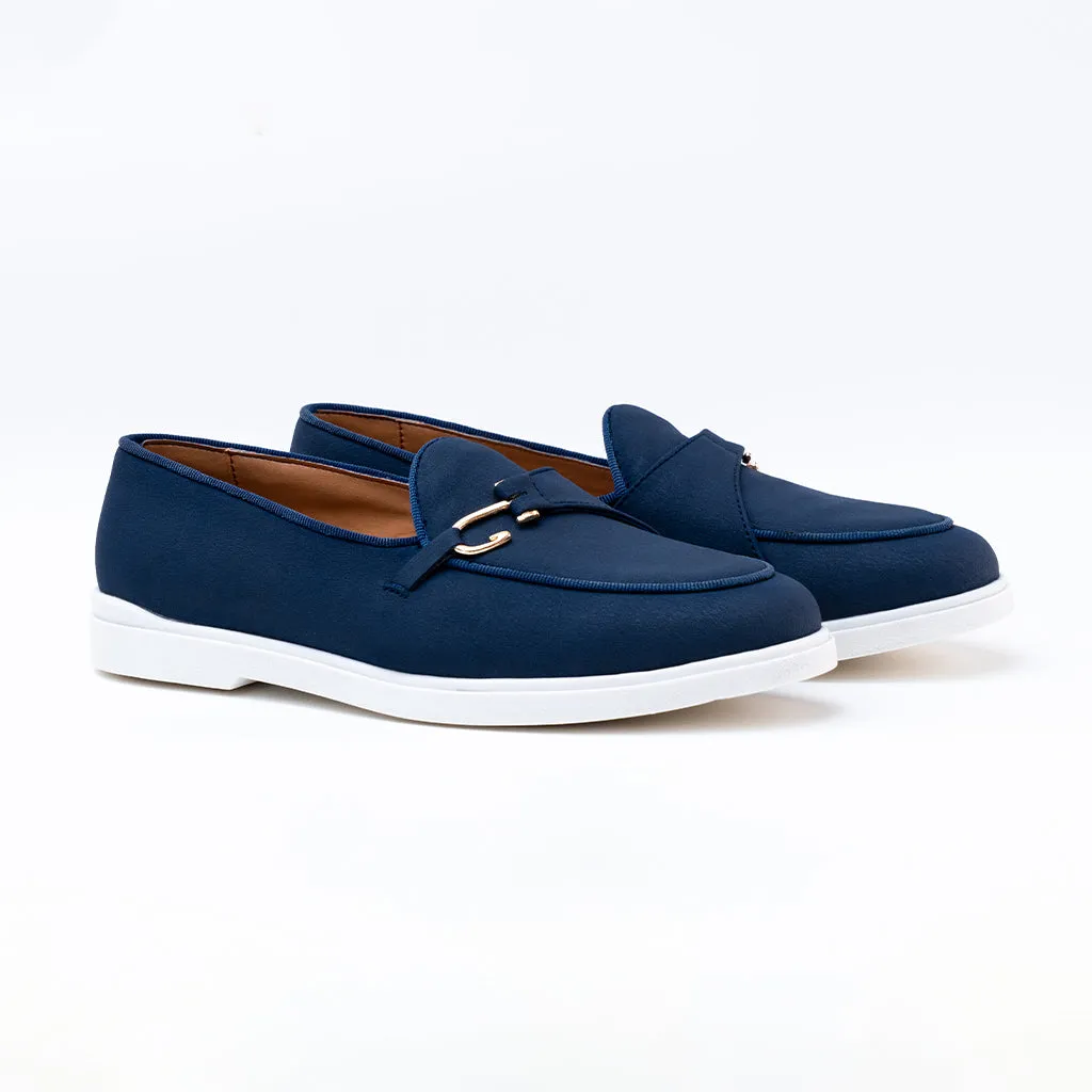 SUEDE LOAFERS WITH HOOK - BLUE