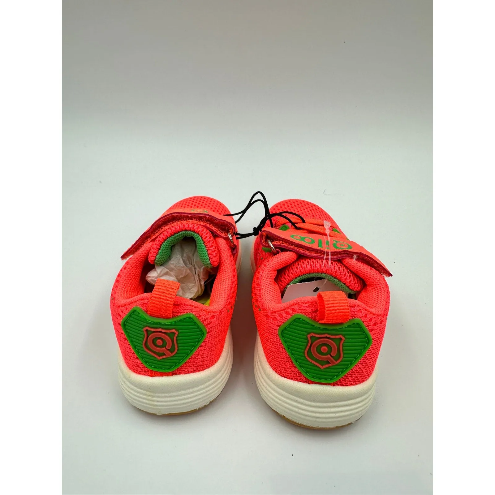 Toddler Size 6, Orange Sneaker with Green Accents that are Slip-on with Straps