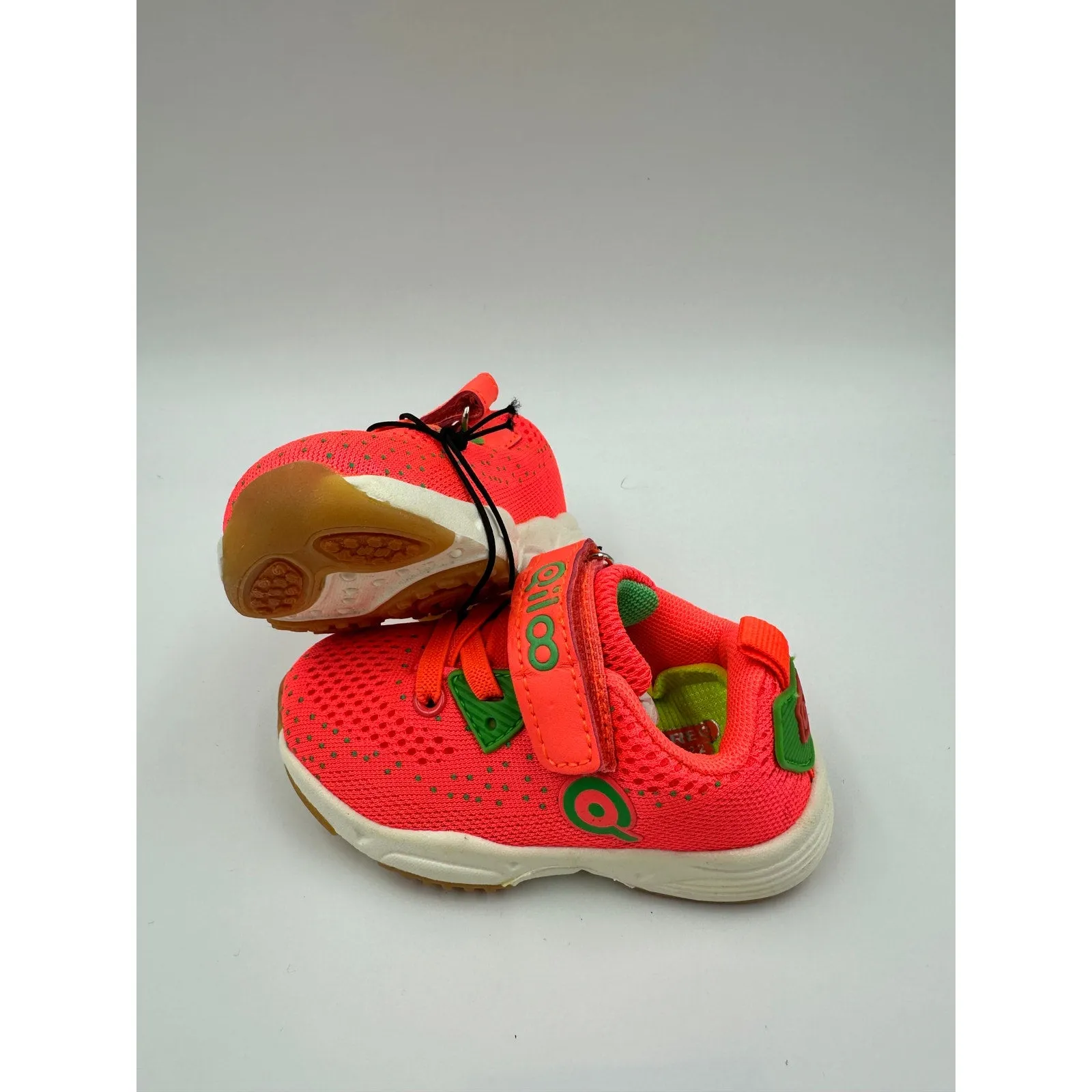 Toddler Size 6, Orange Sneaker with Green Accents that are Slip-on with Straps