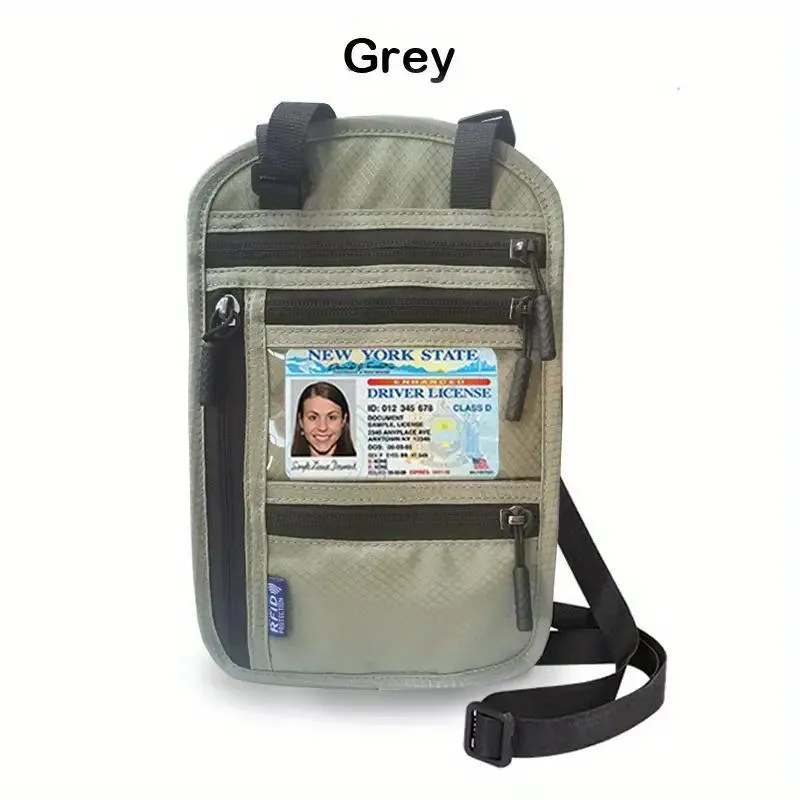 Travel-Ready RFID Blocking Neck Wallet - Ultra-Secure Passport Holder & Cash Pouch for Safe, Hands-Free Adventure