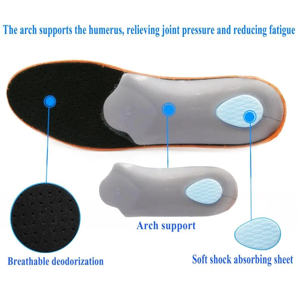 Unisex Leather Orthopaedic Orthotic Insole for Flat Feet Arch Support Shoes