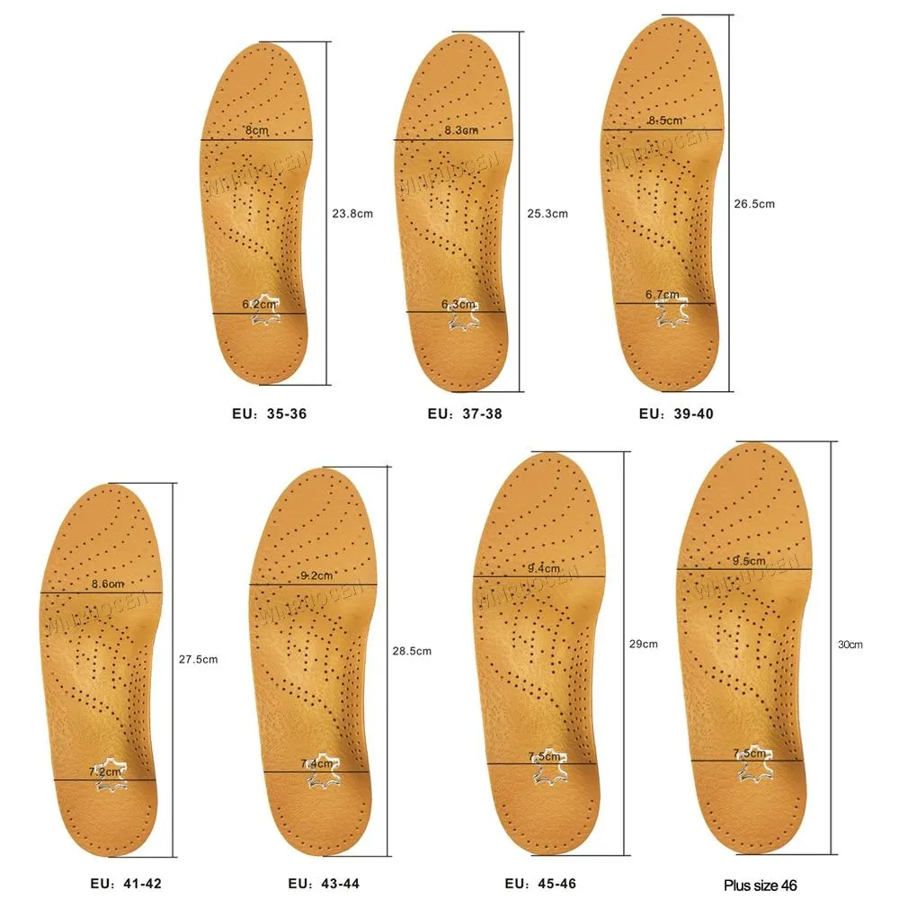 Unisex Leather Orthopaedic Orthotic Insole for Flat Feet Arch Support Shoes